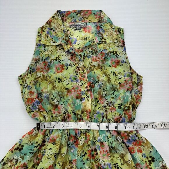 Bailey Blue Green Floral Print Collar Fit & Flare Mini Dress Size Small - Picture 7 of 9